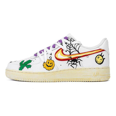 Custom graffiti logo deconstructed shoelaces Air Force 1 White – custom sneakers view 2 | DiySneakers