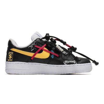 Custom graffiti wall in black color Air Force 1 – custom sneakers view 2 | DiySneakers