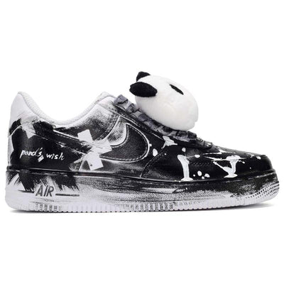 Custom The wishes of male and female pandas Air Force 1 Black/White – custom sneakers view 2 | DiySneakers