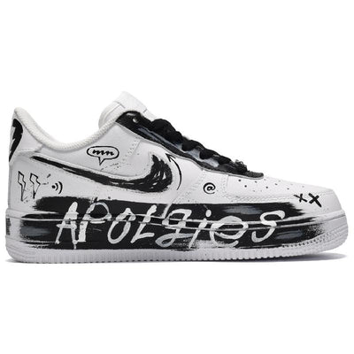 Custom style with a casual cross in black and white Air Force 1 – custom sneakers view 2 | DiySneakers