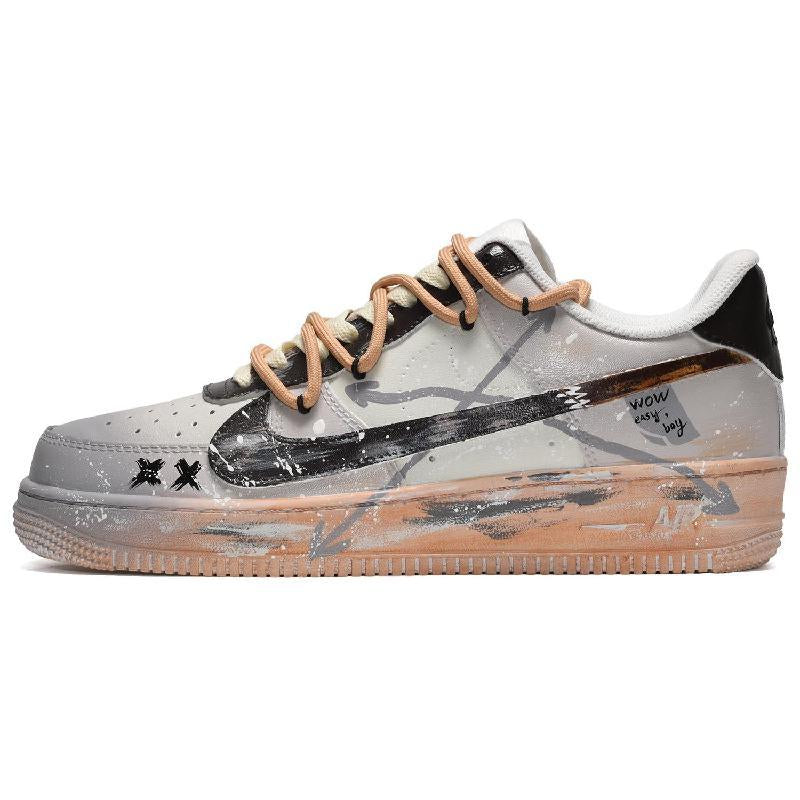Custom cocoa milk tea is black, gray and brown Air Force 1 – hand-painted custom sneakers | DiySneakers