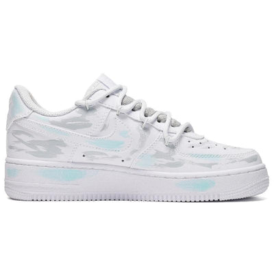 Custom little love story in gray, white and blue Air Force 1 Gray/White/Blue – custom sneakers view 2 | DiySneakers