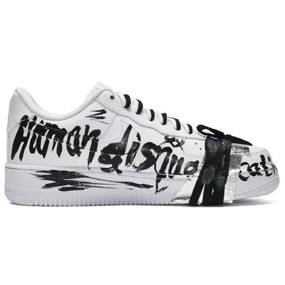 Custom Male dark hero black and white pink Air Force 1 Core Black / Cloud White / Team Shock Pink 2 – hand-painted custom …