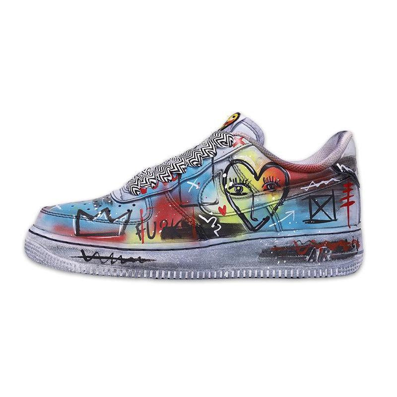 Gray artistic graffiti custom sneakers for men