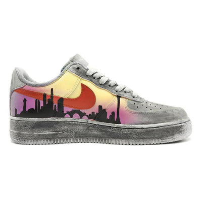 Custom limited edition Chengdu city grey, purple and yellow Air Force 1 – hand-painted custom sneakers | DiySneakers
