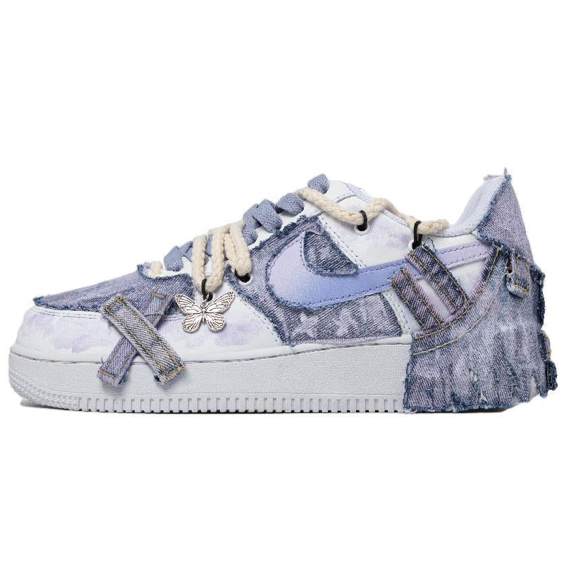 Purple and white music-themed custom sneakers for men