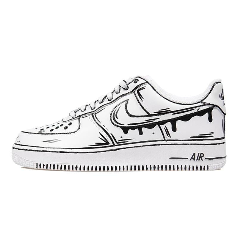 Black and white 2D comic custom sneakers in a unisex style