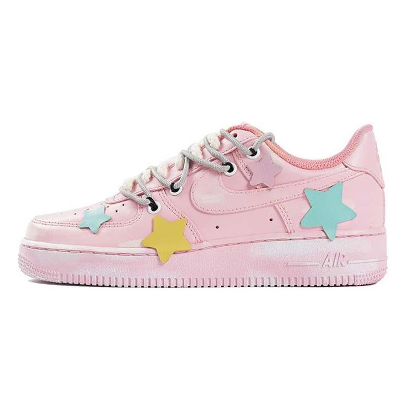 Pink retro scratch-off-card graphic custom sneakers for men