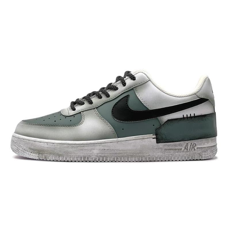 Gray and green veneer-style custom sneakers for men