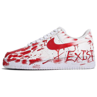 Custom The crime scene is red and white Air Force 1 Red White – hand-painted custom sneakers | DiySneakers