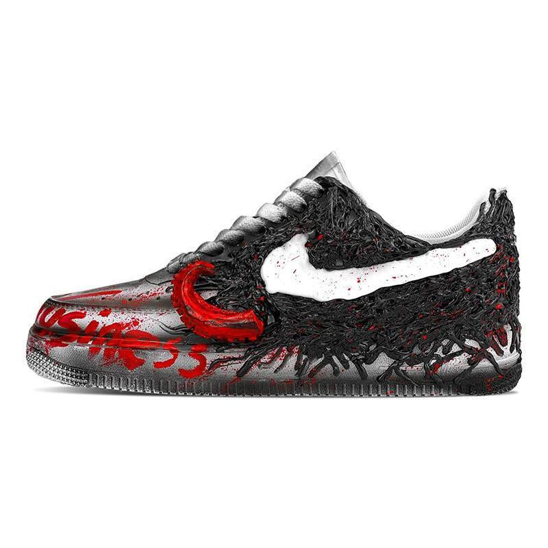 Custom Venom Cthulhu black and red Air Force 1 Black/Red – hand-painted custom sneakers | DiySneakers