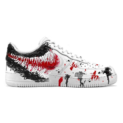 Custom Male Marvel superhero Venom in black and red Air Force 1 – custom sneakers view 2 | DiySneakers