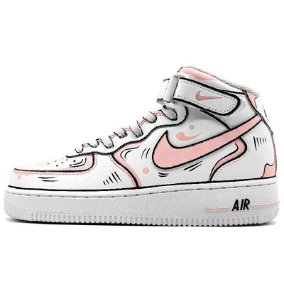 Custom dynamic 2D pink and grey style Air Force 1 – hand-painted custom sneakers | DiySneakers