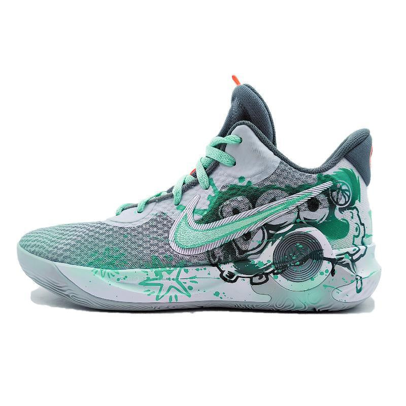 Mint green graffiti custom basketball sneakers