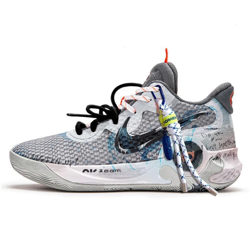 Custom The Sea of Disappointment KD Trey 5 IX Gray/White – hand-painted custom sneakers | DiySneakers