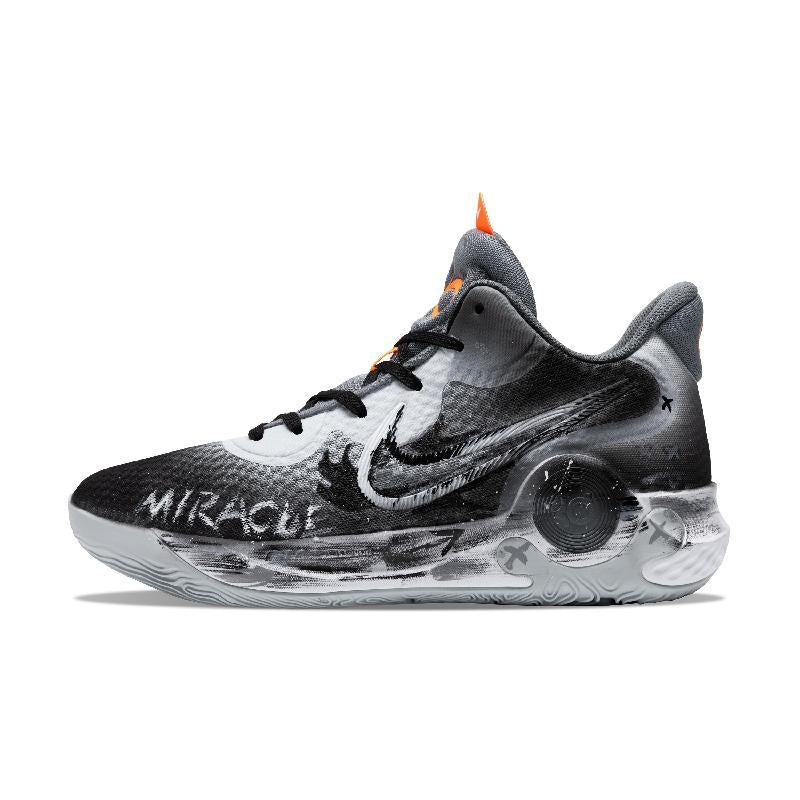 Custom Dark Messenger KD Trey 5 IX Black Gray – hand-painted custom sneakers | DiySneakers