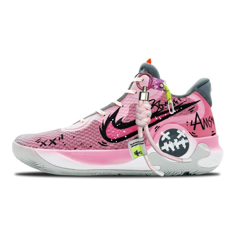Custom The same kind of funny chirping for both and KD Trey 5 IX Black/Pink/Gray – hand-painted custom sneakers | DiySneakers