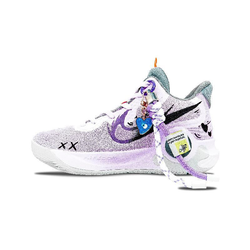 Custom Heartbeat Moment KD Trey 5 IX Purple/White – hand-painted custom sneakers | DiySneakers