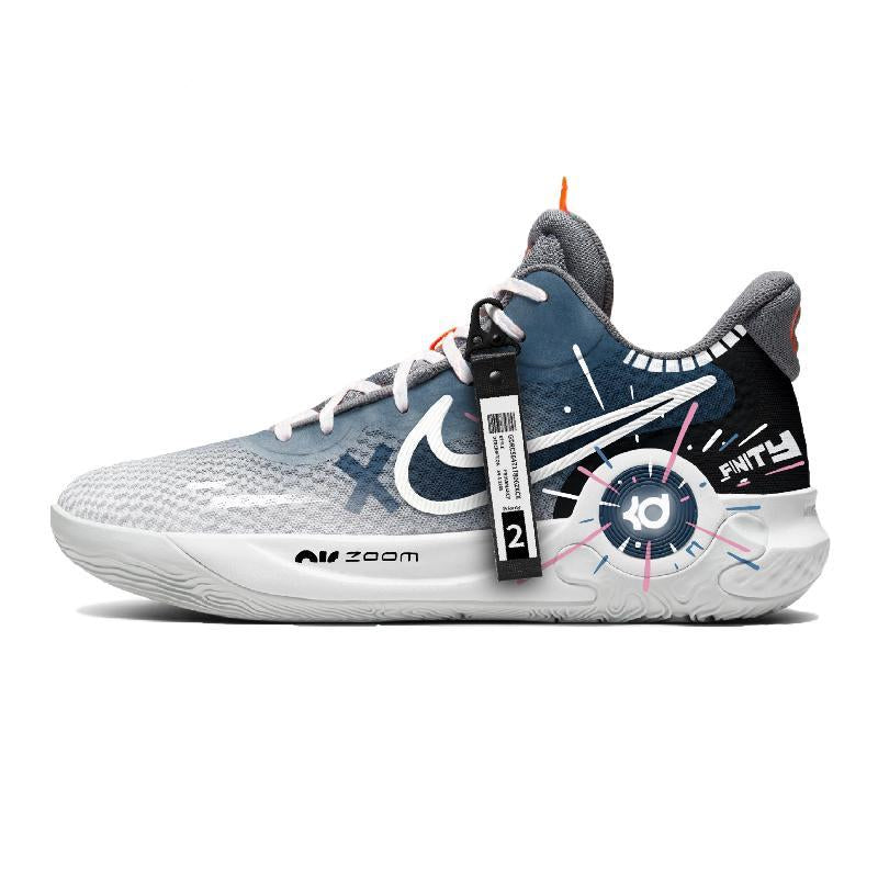 Custom Future City KD Trey 5 IX White, Black, Gray, Blue – hand-painted custom sneakers | DiySneakers