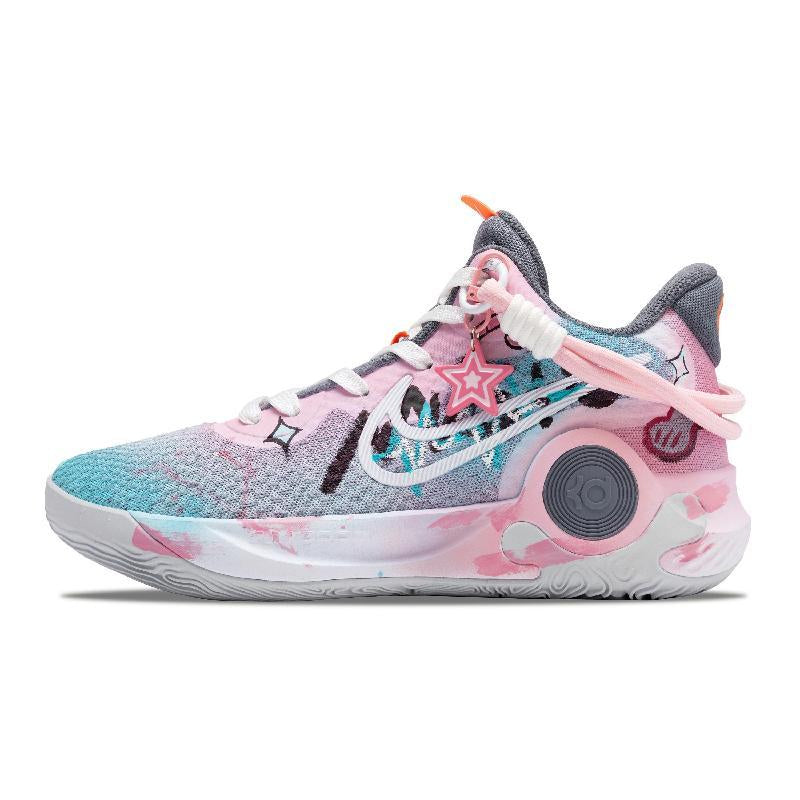 Custom The City of Dazzling Light KD Trey 5 IX Blue/Pink – hand-painted custom sneakers | DiySneakers