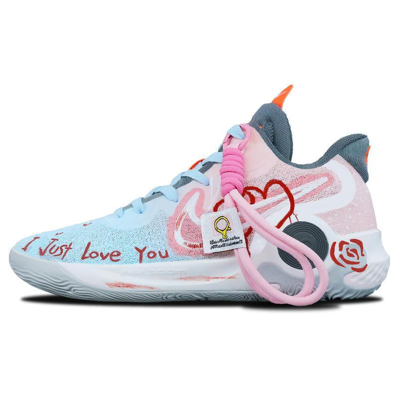 Custom Love at first sight KD Trey 5 IX Pink/Blue – hand-painted custom sneakers | DiySneakers