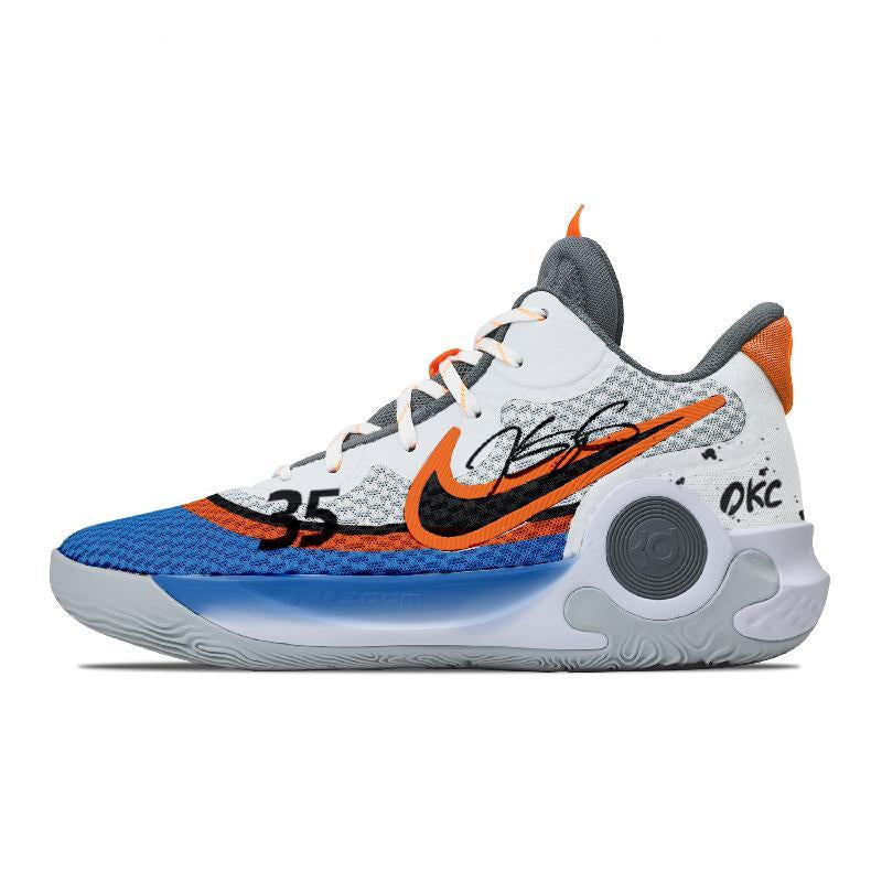 Custom The same style for both and , thunderous and powerful KD Trey 5 IX Grey/Blue/Orange/Black – hand-painted custom sne…