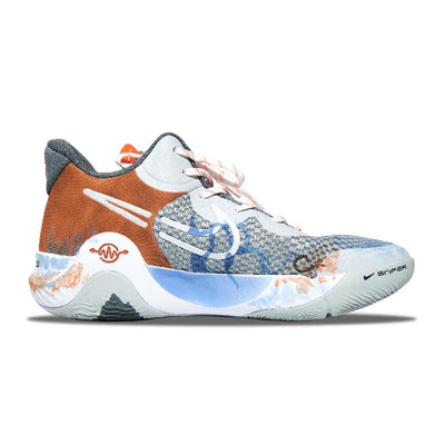 Custom "Blazing flame" KD Trey 5 IX Gray/Orange/Blue – custom sneakers view 2 | DiySneakers