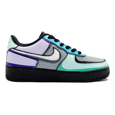 Custom 3D hand-drawn graffiti for in black, purple and green Air Force 1 Black/purple/green – custom sneakers view 2 | Diy…