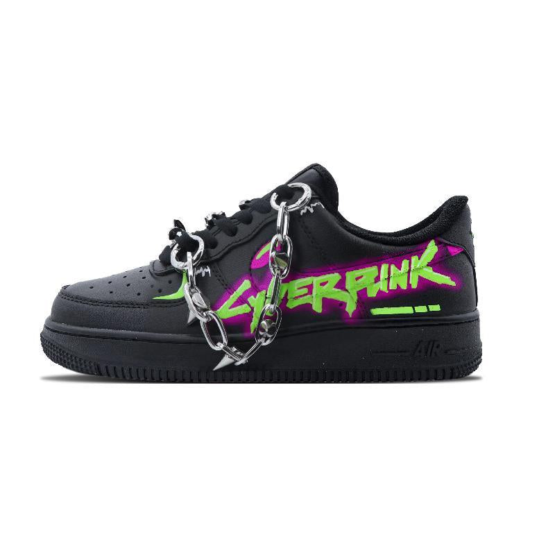 Custom Neon Doomsday Air Force 1 Black – hand-painted custom sneakers | DiySneakers