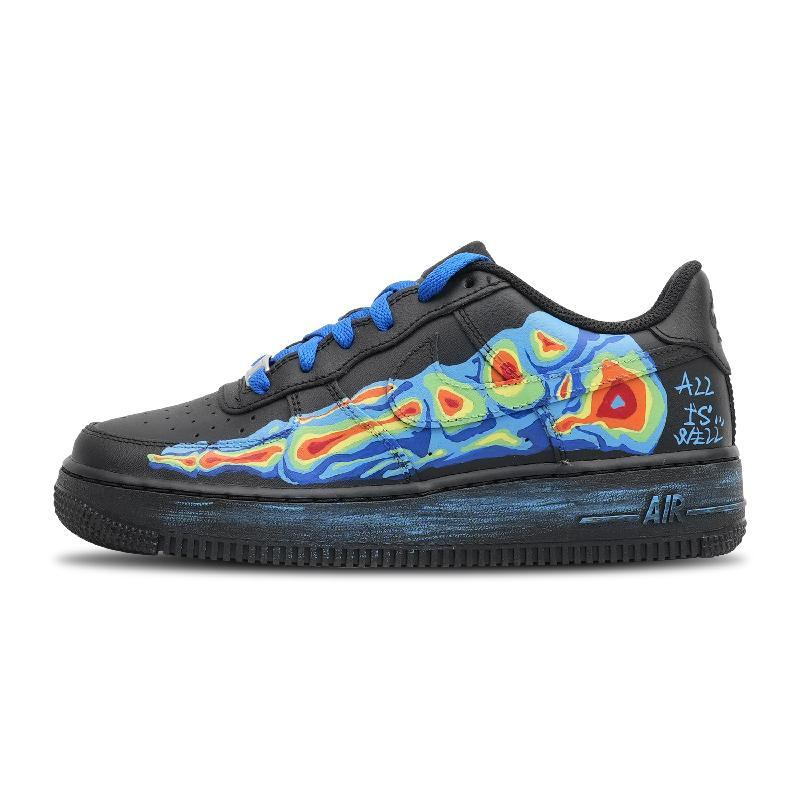Custom Female thermal imaging Air Force 1 Black/Blue – hand-painted custom sneakers | DiySneakers