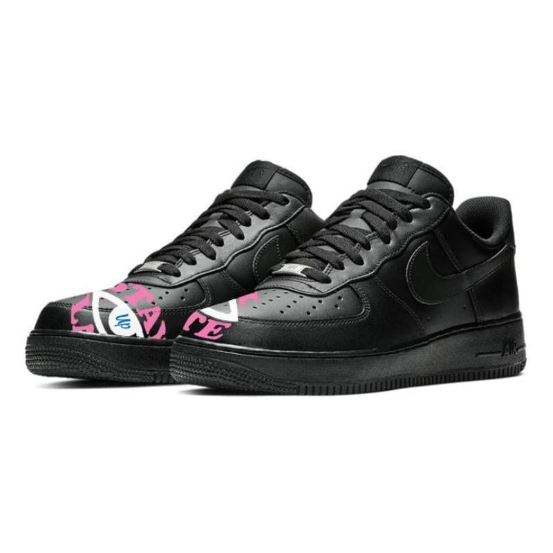 Custom Stay up late Air Force 1 Black – hand-painted custom sneakers | DiySneakers