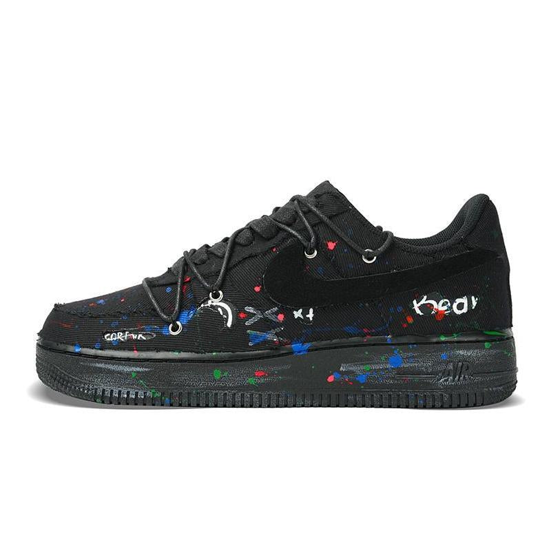 Custom mischievous bear sneakers for Air Force 1 Black – hand-painted custom sneakers | DiySneakers