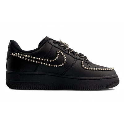 Custom Silver-winged butterfly in the dark night Air Force 1 Black/silver – custom sneakers view 2 | DiySneakers