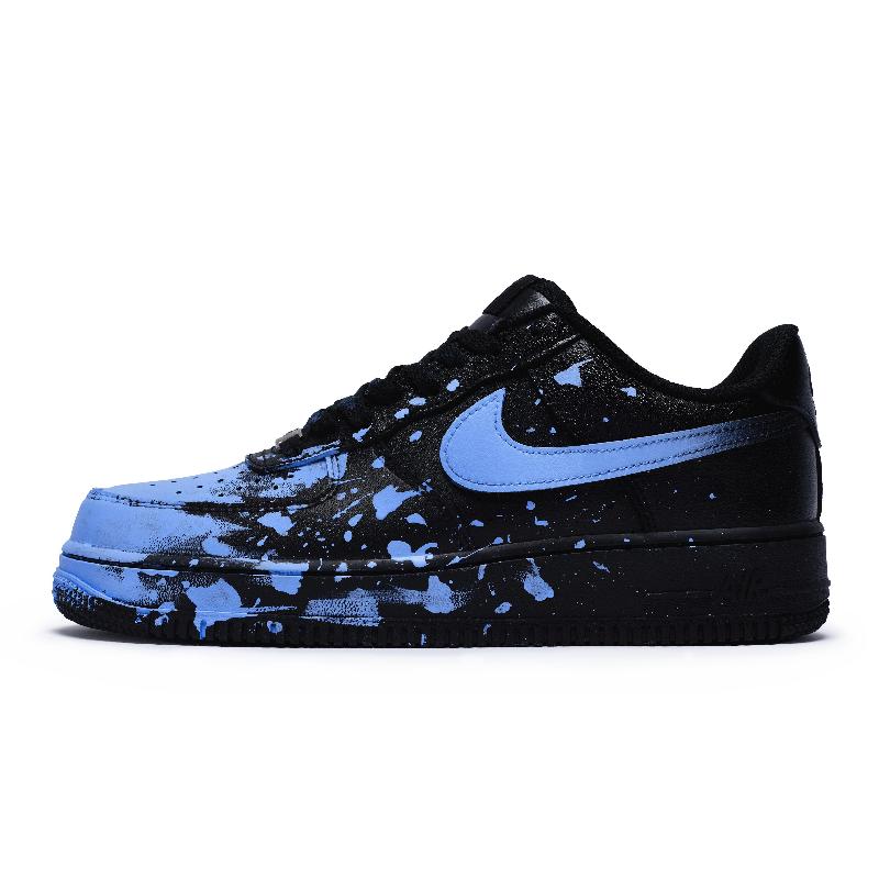 Custom crazy graffiti blue Air Force 1 Black/Blue – hand-painted custom sneakers | DiySneakers