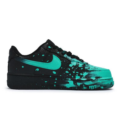 Custom A crazy graffiti blue for Air Force 1 Black-Cyan – custom sneakers view 2 | DiySneakers