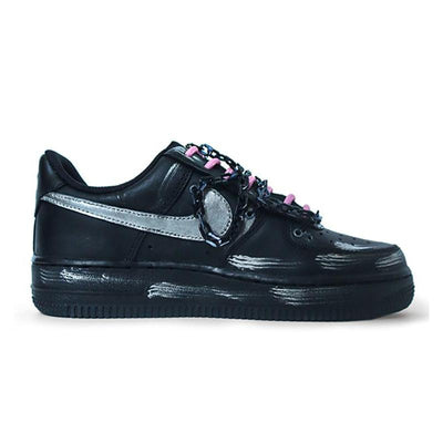 Custom electric silver chain Air Force 1 Black/Sliver – custom sneakers view 2 | DiySneakers