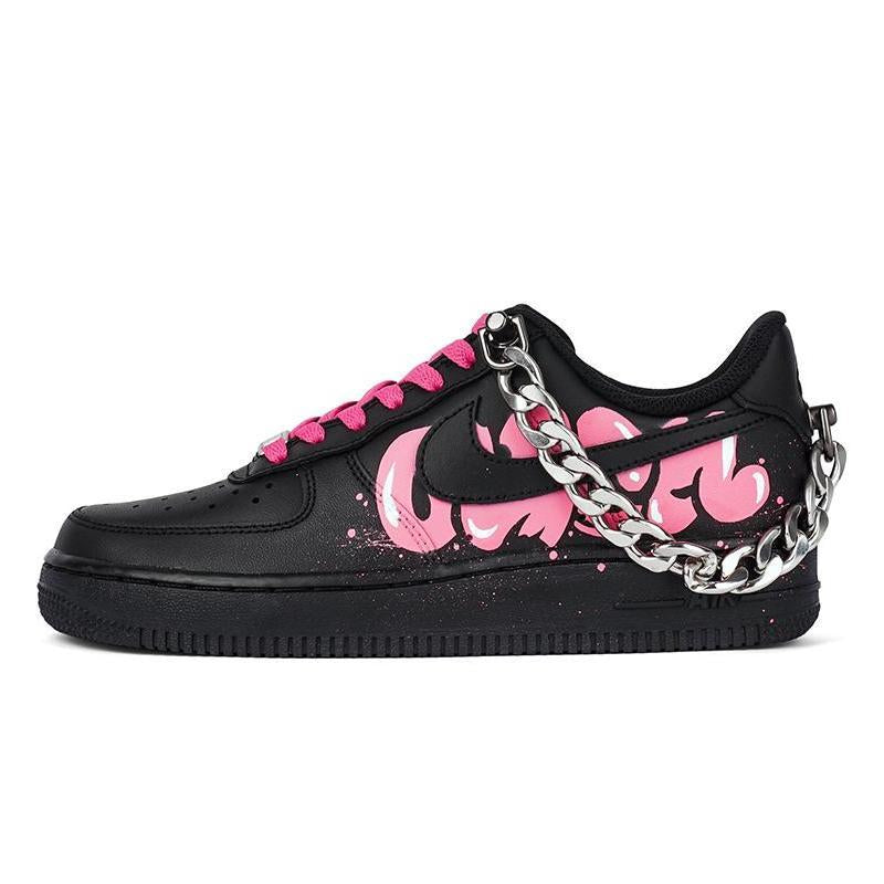 Custom graffiti sneakers in black pink Air Force 1 – hand-painted custom sneakers | DiySneakers