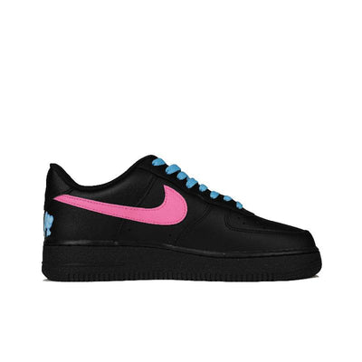 Custom Run through the neon lights Air Force 1 Black Blue Pink – custom sneakers view 2 | DiySneakers