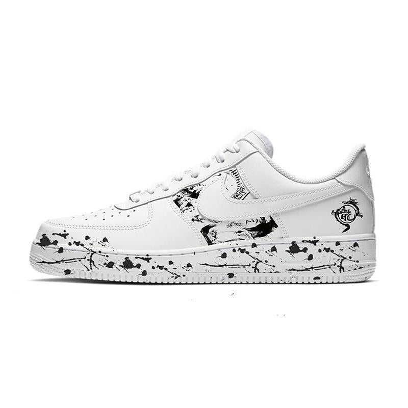 Custom The dragon is flying and the phoenix is dancing Air Force 1 White/Brown – hand-painted custom sneakers | DiySneakers