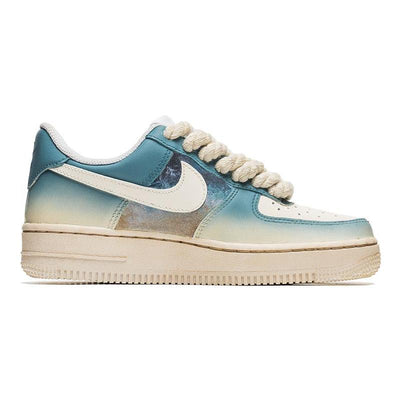 Custom Denim retro gradient blue C Air Force 1 Blue/beige – custom sneakers view 2 | DiySneakers