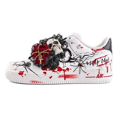 Custom Gothic skeleton graffiti E Air Force 1 – custom sneakers view 2 | DiySneakers