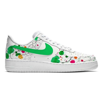 Custom Flowers are red and grass is green Air Force 1 White/black – custom sneakers view 2 | DiySneakers