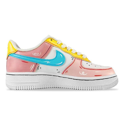Custom Female peach-pink graffiti Air Force 1 Pink/Blue/Orange – custom sneakers view 2 | DiySneakers