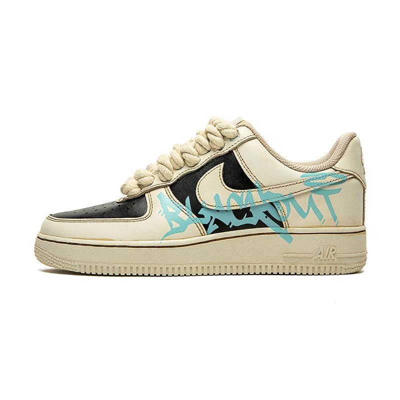 Custom Female coffee dye black coffee A-BOX Air Force 1 Beige Black Blue – hand-painted custom sneakers | DiySneakers