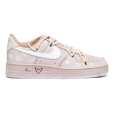 Custom retro cashew flower tea brown Air Force 1 Pink/white – custom sneakers view 2 | DiySneakers