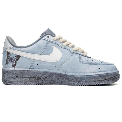 Custom Colorful butterfly Air Force 1 Grey/white – custom sneakers view 2 | DiySneakers