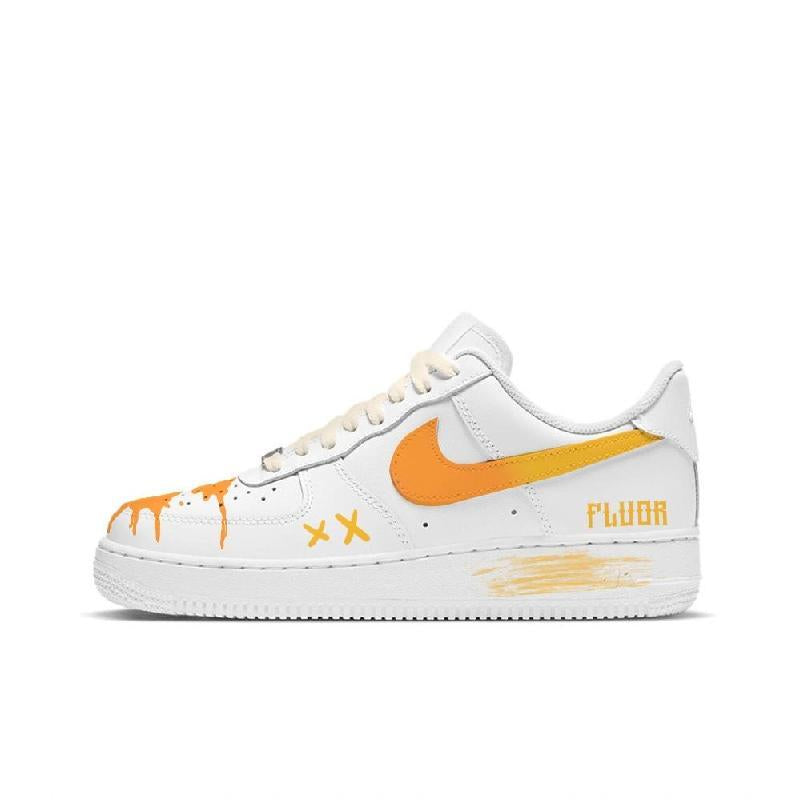 Custom Sunset Flying Car Air Force 1 White/Orange – hand-painted custom sneakers | DiySneakers