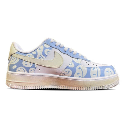 Custom "Happy energy" Air Force 1 White/Royal Blue/Fern Green – custom sneakers view 2 | DiySneakers