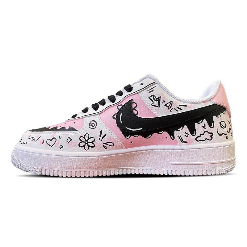 Custom Sweetheart Chocolate Air Force 1 Black/powder – hand-painted custom sneakers | DiySneakers