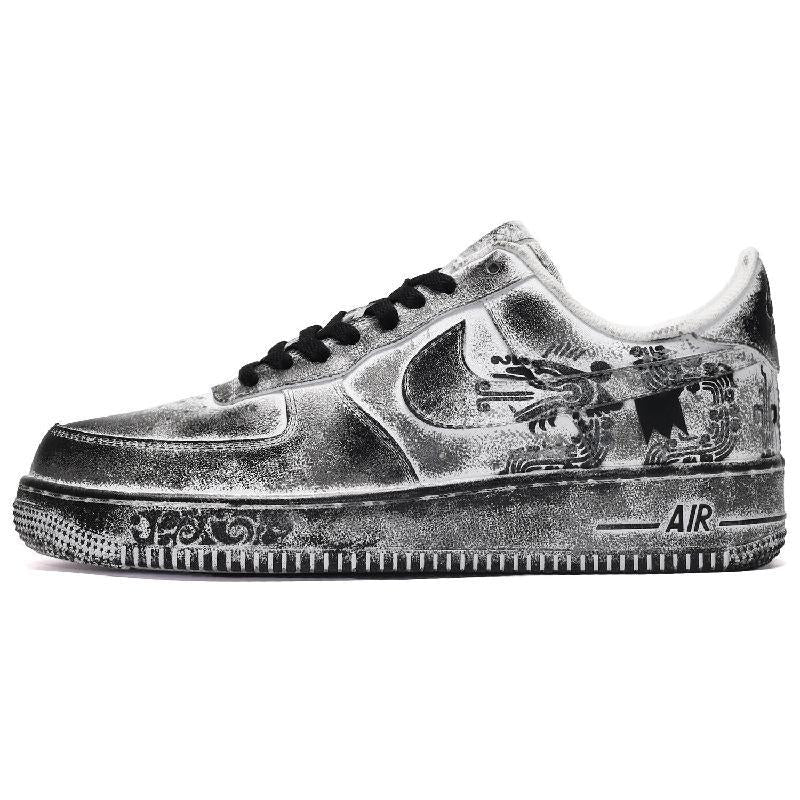 Custom Female Chinese dragon in black, white and grey Air Force 1 Black/White/Gray – hand-painted custom sneakers | DiySne…